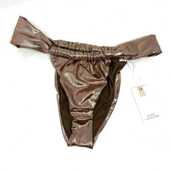 Good American Foil Ruched Bikini Bottom Mocha Foil Size 3 US Large - Picture 9 of 9